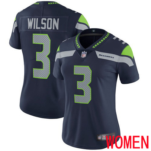 Seattle Seahawks Limited Navy Blue Women Russell Wilson Home Jersey NFL Football 3 Vapor Untouchable